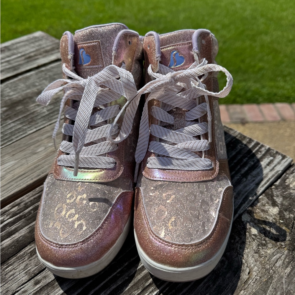 Shimmering Pink High-Top Sneakers